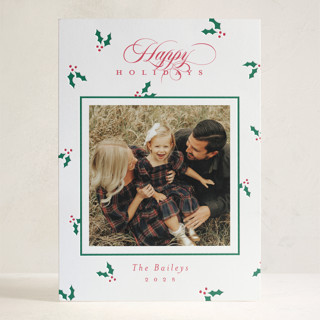 Christmas Holly Letterpress Holiday Photo Cards
