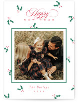 Christmas Holly Letterpress Holiday Photo Cards