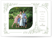 Dainty Retro Botanicals Letterpress Holiday Photo Cards