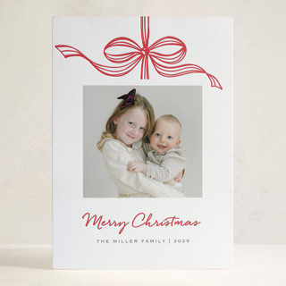 Tied with a bow Letterpress Holiday Photo Cards