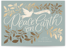 Botanical Peace on Earth Foil-Pressed Holiday Cards