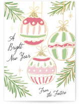 Bright Ornaments Foil-Pressed Holiday Cards