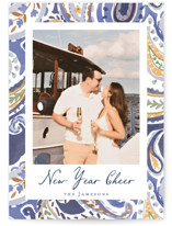 painterly paisley New Year Photo Cards