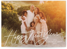 Monoline Lettering New Year Photo Cards