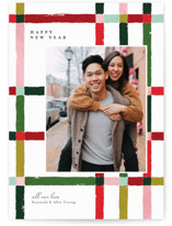 Knitted Plaid New Year Photo Cards