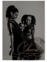 curved cheers script New Year Photo Cards