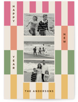 Abstract Stripe New Year Photo Cards