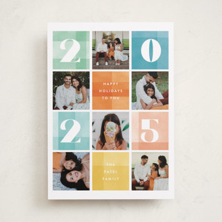 Cheerful Checkerboard New Year Photo Cards