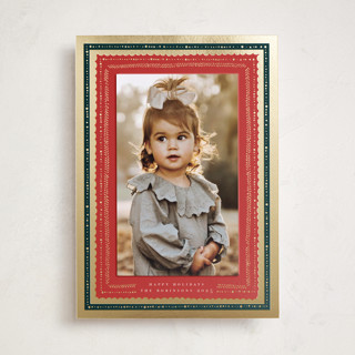 Gilded Hand Drawn Frame Foil-Pressed Holiday Photo Mount Cards
