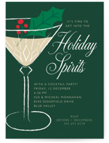 Holly Cocktail Holiday Party Invitations