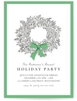 Wreath With Bow Holiday Party Invitations