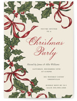 Holly Ribbons Holiday Party Invitations