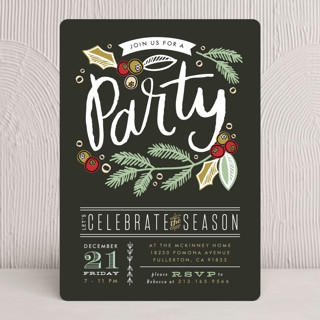 Party Pine Branches Holiday Party Invitations