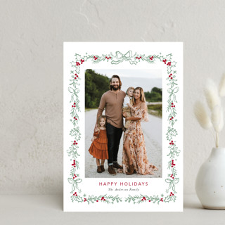 Holly Leaves Border Holiday Postcards