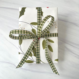 Olive and Cream Gingham Holiday Ribbon 1/2" x 15 feet Holiday Ribbons and Bows