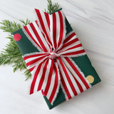 2" Cotton Hand Frayed Striped Holiday Ribbon Holiday Ribbons and Bows