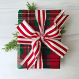 1.5" Hand Frayed Cotton Stripe Ribbon Holiday Ribbons and Bows