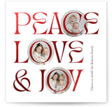 Peace Love & Joy Foil-Pressed Square Holiday Cards