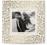Leafy Pattern Foil-Pressed Square Holiday Cards