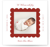 Cozy Gingham Scallop Square Holiday Cards