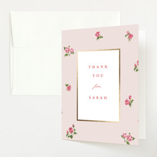Romantic Roses Foil-Pressed Baby Shower Thank You Cards