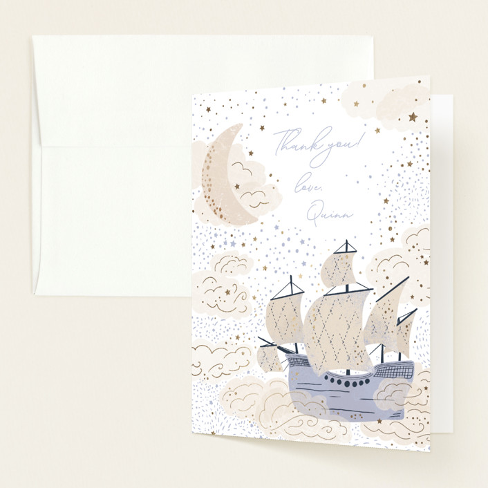 Second Star to the Right FoilPressed Baby Shower Thank You Cards by