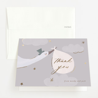 Hello Baby Foil-Pressed Baby Shower Thank You Cards