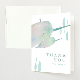 Narwal Foil-Pressed Baby Shower Thank You Cards