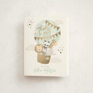 baby balloon ride Foil-Pressed Baby Shower Thank You Cards
