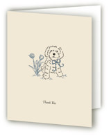 Cottage Core Dog with Watering Can of Flowers Baby Shower Thank You Cards
