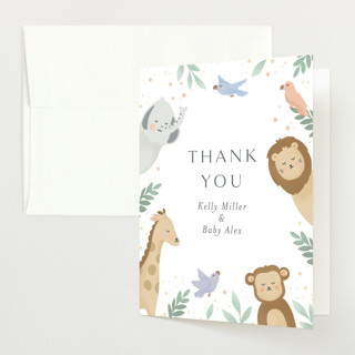 Jungle Animals Baby Shower Thank You Cards