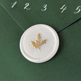 Holly- Holiday Wax Seals- Set of 25 Gilded White Wax Seals Holiday Wax Seals