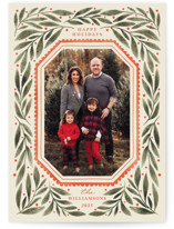 Botanical Scallop Frame Holiday Photo Cards