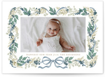 Watercolor Bow Garland Holiday Photo Cards