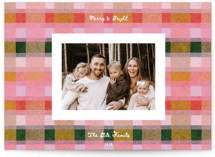 festive checked plaid Holiday Photo Cards