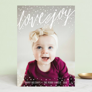 Snowy Love and Joy Holiday Photo Cards