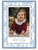 Merry Floral Toile Holiday Photo Cards