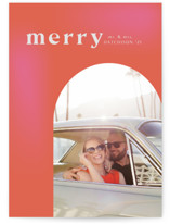 Retro Merry Married Holiday Photo Cards