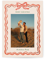 watercolor ribbon frame Holiday Photo Cards