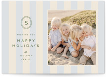 monogram christmas stripes Holiday Photo Cards