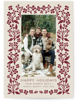 Block Print Blossom Holiday Photo Cards