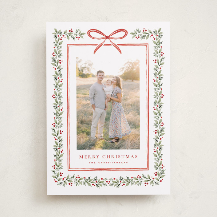 Eucalyptus + Holly Holiday Photo Cards by Wildfield Paper Co | Minted