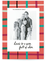 Colorful Holiday Plaid Holiday Photo Cards