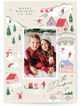 happy wintry village Holiday Photo Cards