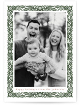 Simple Floral Frame Holiday Photo Cards