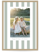 Linen Stripes Holiday Photo Cards