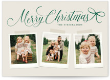 Scripted Red Bow Holiday Photo Cards