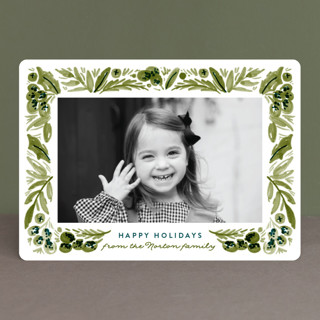 Painted Foliage Frame Holiday Photo Cards