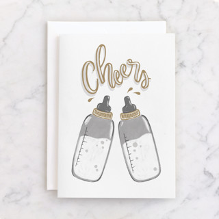 Bottle Cheers Individual New Baby Greeting Cards