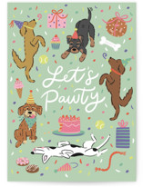 Let's Pawty Individual Birthday Greeting Cards
